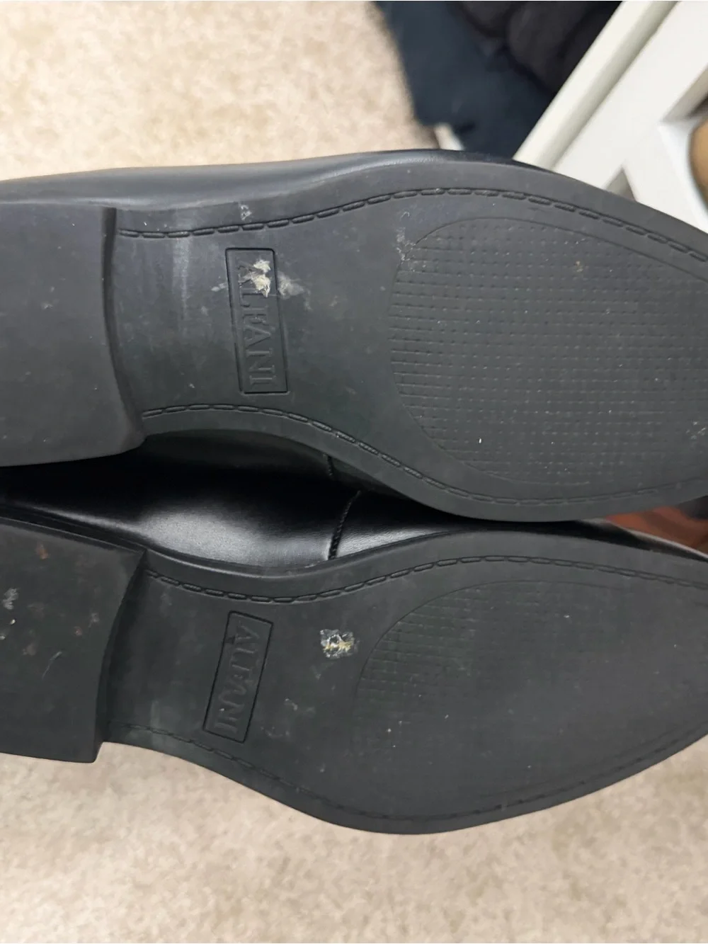 Alfani Black Leather Slip-On Loafers with Metal Bit